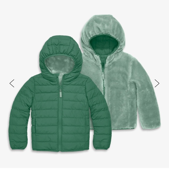 Primary Reversible fleece puffer jacket Chive / cactus / 10